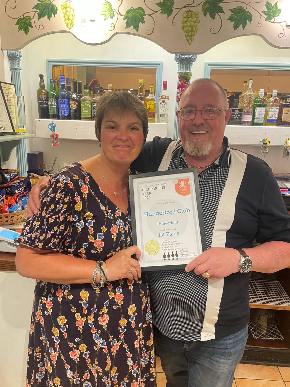 The Hungerford Club has received first place in the Central Southern Campaign for Real Ale Competition 2024. It’s an amazing achievement, and a tribute to Debbie and Gary who do so much for the Club